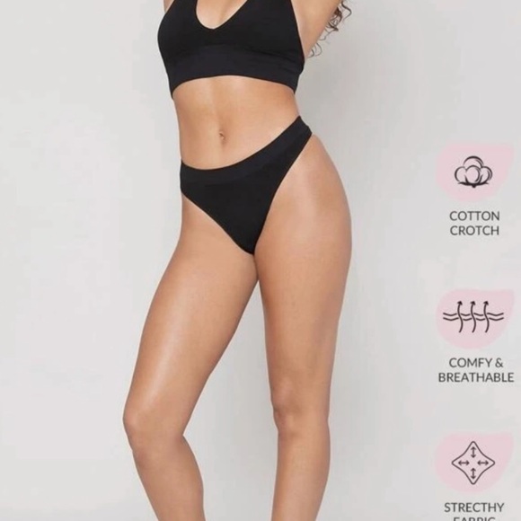 NWOT Seamless Black Bralette & Thong Set      Sz Large - Picture 3 of 7